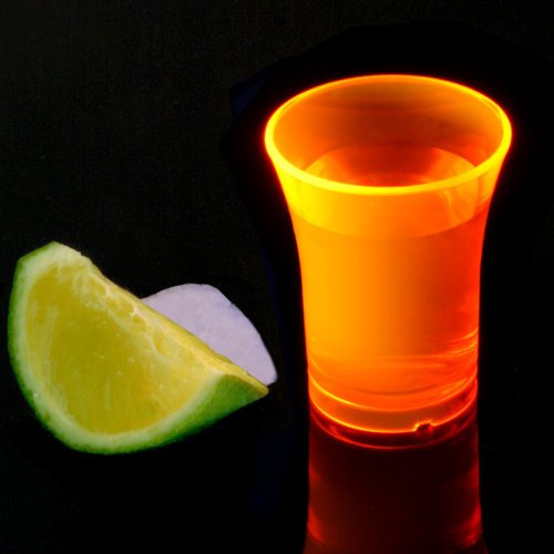 Econ Neon Orange Polystyrene Shot Glasses CE 0.9oz / 25ml - Case of 100 | Reusable Plastic Shot Glasses