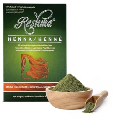 Reshma Beauty 30 Minute Henna Hair Color Infused with Organic Henna Lawsonia Inermis 100% Gray Coverage for Soft, Shiny Hair, Plant-Based Hair Dye—2.12 oz Pack of 1 (Highlights)