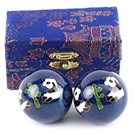 lachineuse - Coffret Boules Qi Gong Panda - Boules Chinoises Anti Stress en Émail ⌀ 45 mm - Boules de Santé - Coffret Cadeau Relaxation Zen - Objet Asiatique Japon Chine Feng Shui - Coloris Bleu