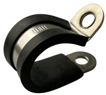 Clip P pour tuyaux en acier inoxydable doublé de caoutchouc - Qualité supérieure, paquet de 5