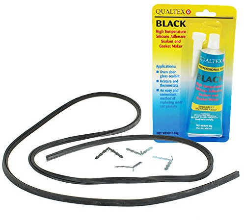First4Spares Universal Replacement Oven Door Seal and Heat Resistant Adhesive Glue - 4 Sided Seal with Corner Clips