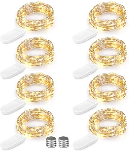 LED Lichterkette Batterie 8er 2M 20 LED Innen Micro Silber Batteriebetriebene Lichterkette für Weihnachten, Hochzeit, Party, Schlafzimmer, Tisch Dekoration (Kommen mit 8 Stück Batterien)