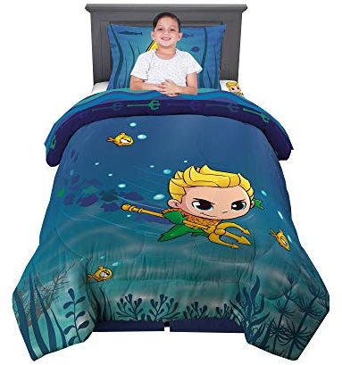 Aquaman Kinder-Bettwäsche-Set mit Bettlaken, 4-teilig, Doppelbettgröße von Franco