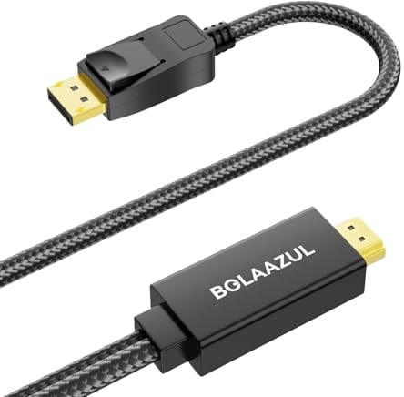 BolAAzuL Aktives 4K HDMI auf DisplayPort 1.2 Adapterkabel, HDMI-Quelle zu DisplayPort Monitor Kabel - Unidirektional Stecker/Stecker - für PS3/PS4/Fernseher/Monitor/Projektor
