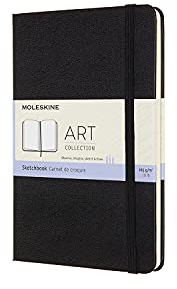 Moleskine Medium Size 11.5 x 18 cm Art Sketchbook, Sketchbook for Drawings, Paper Suitable for Pencils, Pastels, Fountain Pens and Markers, Hard Cover, Colour Black, 88 Pages