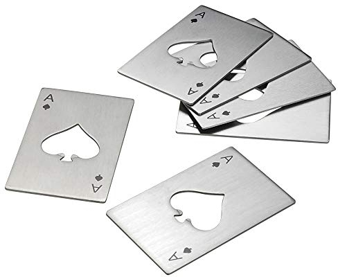 Wekiog Décapsuleur en forme de carte 6 pièces pour votre portefeuille, porte-monnaie en acier inoxydable