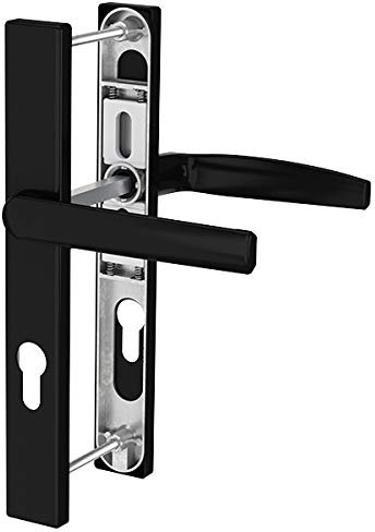 Premium Drückergarnitur Victory DHS 92mm - Rechteckig - Griff-Flachgriff, Farbe:Schwarz RAL 9005, Schildbreite:36mm