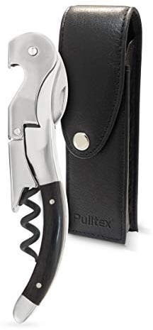 Pulltex Pulltaps Cordoba - Set di cavatappi con manico in corno fatto a mano, con custodia in pelle