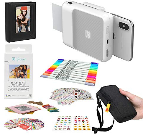 Lifeprint 2x3 Fotocamera con stampa istantanea per iPhone (Bianco) Pacchetto adesivi