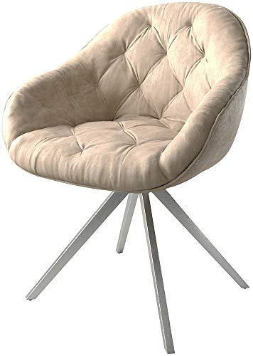 Polsterstuhl Gaio-Flex Kreuzgestell kantig Edelstahl Mikrofaser Beige Vintage