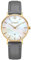 Kistanio Damenuhr Petit Goldfarben Edelstahl Saphirglas mit grauem Lederband GO-PM-L-GR