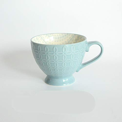 Creativo tazza di ceramica tazza di ceramica portatile modello di rilievo di grande capacità tazza di caffè tazza di latte per la colazione tazza di ceramica adatta per home office azzurro 350ml