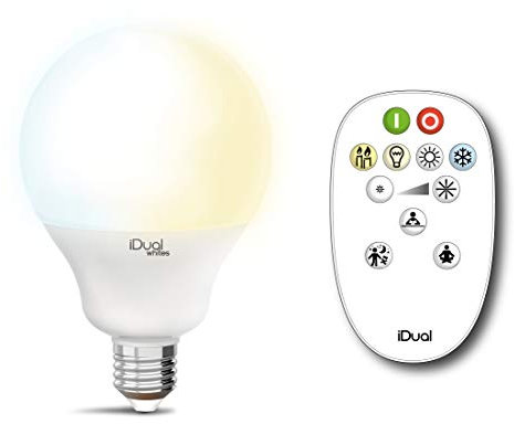 LED iDual Whites G100 E27, 1055 lm, bianco caldo, telecomando