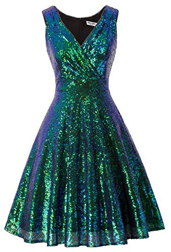 GRACE KARIN cocktailkleid v Ausschnitt Elegante Kleider Winter Petticoat Kleid 50er Jahre Swing Kleid CL1061-8 XL