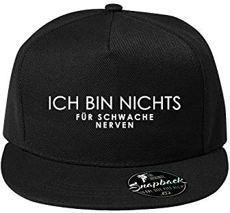 Ich Bin Nichts für schwache Nerven Baumwolle Baseball Cap, Basecap - Unisex Cap, Sport, Reisen, Style - Baseball Cap, Mütze (Cap 482-Schwarz)