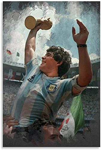 Iooie Leinwand Druck Poster Fußballstar Diego Maradona und Bild für Familiendekor Wandkunst Kunstwerk Malerei Kunstdrucke Bild 15.7x23.6(40x60cm) Kein Rahmen