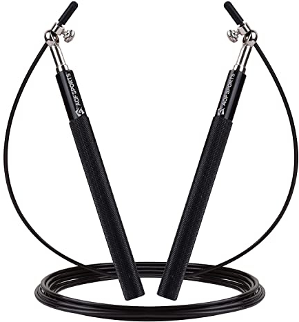 AQF Corda Per Saltare Professionale Fitness, Antiscivolo Lega Maniglia & Regolabile Enza Grovigli Acciaio Speed Rope, Corda Da Saltare Donna Uomini Allenamento Gym Jump Rope