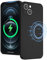 UEEBAI Liquid Silicone Wireless Charging Phone Case For iPhone 13 6.1 inch, Built-in Magnets Compatible with MagSafe Faster Charging Slim Fit Soft Microfiber Cover - Black