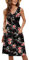 MOLERANI Damen Sommerkleider Ärmellos Lässig Locker Swing Button-Down Midikleid mit Taschen(Rose Black,XL)