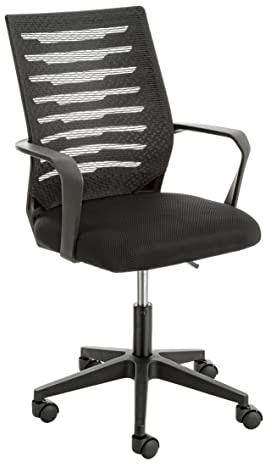 Baroni Home Sedia da Ufficio Imbottita Girevole, Poltroncina da Ufficio con Altezza Regolabile e Braccioli, Seduta Ergonomica (Black)