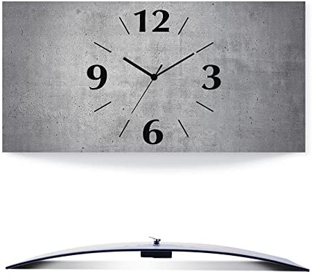 ARTLAND Wanddeko Wanduhr ohne Tickgeräusche Alu Quarzuhr analoge Quarzuhr 50x25 cm Grauer Beton Optik U1RG