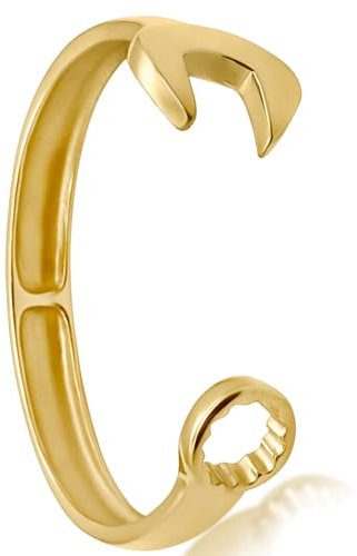 INTERNATIONAL BRANDS EXCESS STOCK TRADING U.K. I BEST U.K 9ct Gold Plated Spanner Bracelet Designer Tool Bangle Men Women Small Size