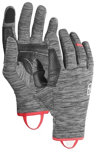 ORTOVOX Fleece Light Glove W - Leichter Fleece-Handschuh mit Smart-Finger und Leder-Handinnenseite für Skitouren - GRAU - Damen - M