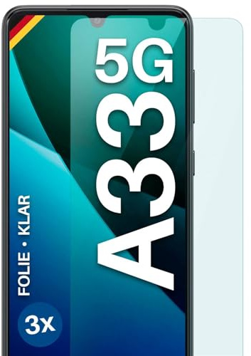 moex für Samsung Galaxy A33 5G Schutzfolie Displayschutz Folie Ultra-klar HD 0,2 mm kompatibel mit jeder Hülle, Anbringen ohne Blasen, Handyfolie Extra Kratzfest, FlexProtect 3 Stück