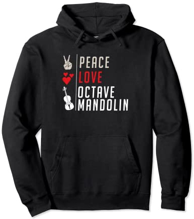 Peace Love Octave Mandolin Guitar Instrument Music Player Pullover Hoodie