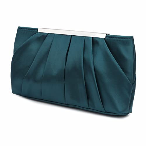 Jywmsc Damen Satin Abendtasche Elegante Satin Plissee Abend Clutch Geldbörsen für Damen Silber Hochzeit Handtasche