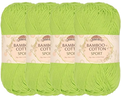 JubileeYarn Bamboo Cotton Sport Yarn - 50g/Skein - Avocado - 4 Skeins