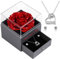 Veroola Konservierte Echte Rose mit Mom Halskette und Ohrringe, Beste Mama der Welt Ewige Rose Blumen Geschenke für Mama, Weihnachten Muttertag Valentinstag Geburtstag Mom Geschenke.KristallRot