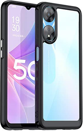 SEAHAI Transparente Coque pour Oppo A78 5G / Oppo A58 5G / Oppo A58X, Antichoc Souple Silicone TPU Bumper + Dos en PC Rigide Housse, Ultra Mince Élégant Étui Case Cover, Noir