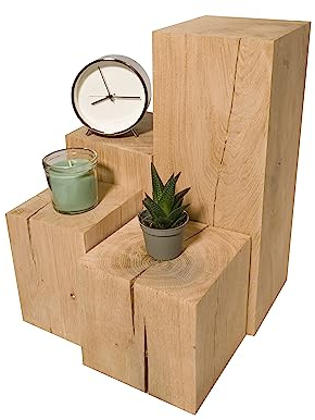 Blocs de chêne, Blocs de Bois de chêne Massif 15x15x...cm, colonnes de chêne, Blocs décoratifs en Bois, Tabouret, présentoir à Fleurs, Produit Naturel, Style Rustique, Artisanat (15x15x15cm)