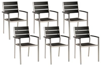 Beliani Gartenstuhl 6er Set schwarz/Silber Modern Design stapelbar Vernio