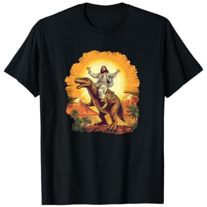 Lustige Jesus Reiten T-Rex Dinosaurier Meme Parodie für Gläubige T-Shirt