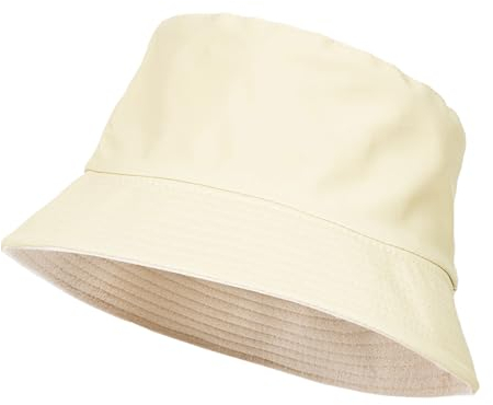 QILZO Faltbarer wasserdichter Regenhut Größe S - 55CM, Fischerhut, Kappe für Damen und Herren, Kappe mit Innenfutter, ideal für Wandern, Outdoor-Sport (Beige)