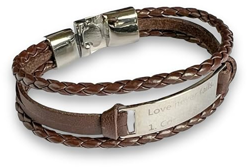 Treats Yourself Love Never Fails Armband | Glaubensbasierter Christlicher Schmuck | Geschenke für Männer mit Bibelvers Gravur und Tiefgehender Bedeutung