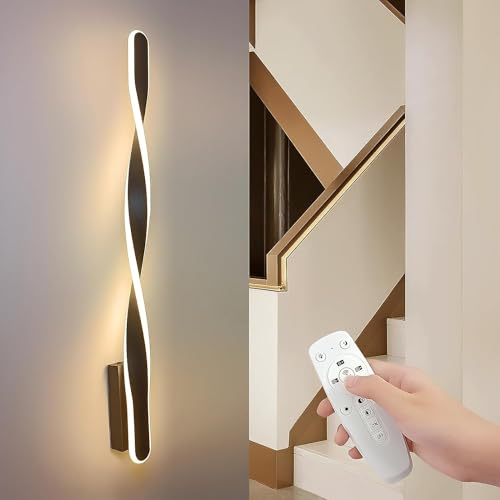 YNDD Wandlampe Innen led mit Fernbedienung, 36W Lang Wandleuchte Dimmbar Schwarz 3000K-6000K Modern Up and Down Linear Wandlicht für Flur Wohnzimmer Schlafzimmer Gang Treppe Wandbeleuchtung 31.5 Zoll