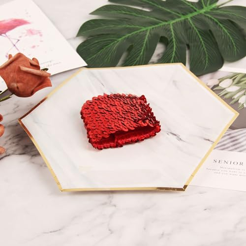 10 Stück Pailletten Glitzer Armbänder Sequins Bracelets Spielzeug-Armbänder Geburtstags Party Geschenk für Jungen Mädchen Kinder Slap Armband Pailletten Glitter Slap Armbänder für Kinder -Rot