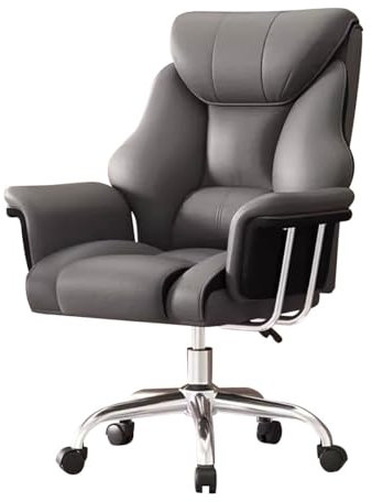 YCKEGEW Boss Bürostuhl Geschäftlich Gaming-Stuhl Bequeme Chefsessel Mit Hoher Rückenlehne,Moderner Leder-Sessel Großer Und Hoher Drehstuhl Mit Rädern,Höhenverstellbar (Color : Grey)