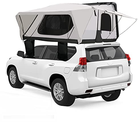 3-4 Personen Schiebedach-Dachzelt, wasserdichtes Hartschalen-Dachzelt, SUV-Camping-LKW-Overland-Dachzelt mit Leitern und Solar-Notbeleuchtung für Autos, LKWs, SUVs, Camping