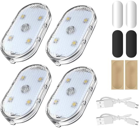 Sunshine smile Auto LED Innenbeleuchtung,4 Stück RGB Auto Innenraumbeleuchtung,Mehrfarbige LED Atmosphäre Licht,LED Touch Licht,Mehrfarbige Ambientebeleuchtung,Wiederaufladbaren USB Auto LED Neon