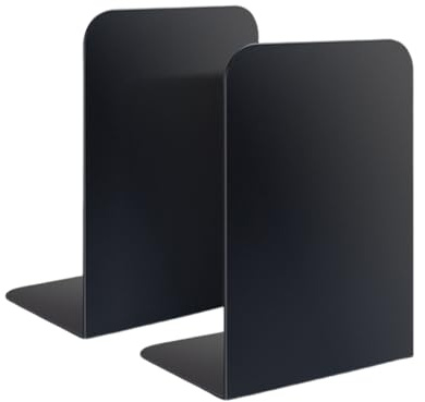 Quixotical 2 Stück Bücherstütze, Buchstützen Metall Schwarz, 21 x 9 x 13.5 cm Buchhalter Regal, Bücherständer rutschfeste, Buchständer Bookends, für Schule