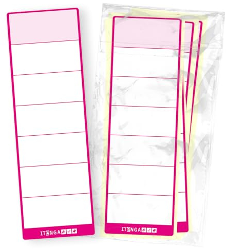itenga 50x Ordneretiketten Ordnerrückenschild für breite Ordner I Aufkleber für Ordnerrücken selbstklebend aus Haftpapier 6x19cm (pink)