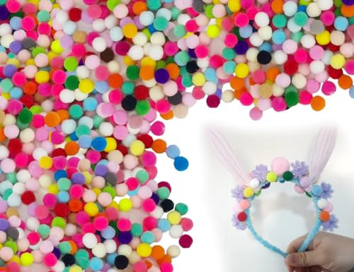 Lhbwhiz 200 Stück Pompons,Mini Bunt Filzkugeln zum Basteln,Multicolored Flauschigen Bälle,Bommel,Plüschbälle,Filz-Pompons,Lustige DIY Kreative Handwerk,für Girlanden,Partydekoration(20mm)