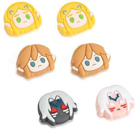 DLseego Lot de 6 capuchons de pouce pour Nintendo Switch, coque de joystick en silicone souple pour manettes Joy Con, coque de protection antidérapante, analogique Anime pour Switch Lite et OLED -