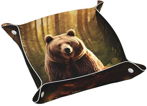 Bandeja de tocador, bandeja de piel de PVC para viajes, organizador de viaje pequeño para llaves, carteras, relojes, monedas (patrón de reprensión)