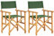 Shally Dogan Set 2 Sedie Pieghevoli da Giardino in Legno di Acacia, Sedia Regista Salvaspazio Seduta e Schienale Tessuto Ergonomico Design Nordico per Esterni, Terrazza, Balcone, Piscina (Verde)