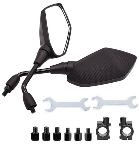 MAKGAGAAI ATV Rückspiegel, M8 M10 Motorrad Konvex Rückspiegel mit 7/8 Lenkerhalterung, Kompatibel mit Sportmotorrädern, Quads, Straßenmotorrädern, Mopeds und Schneemobilen